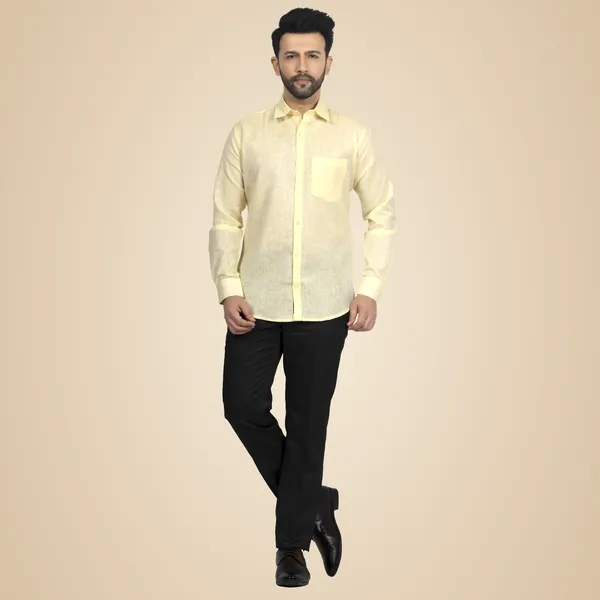 Golden_Cotton_Linen_Blend__Shirt_For_Men