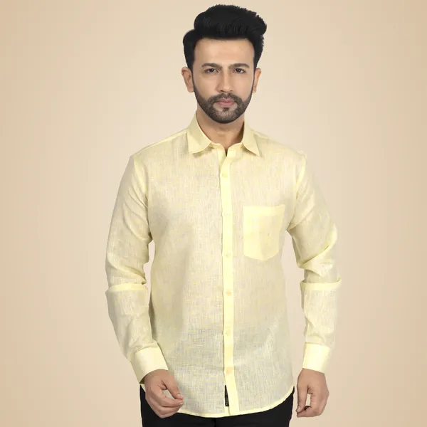 Golden_Cotton_Linen_Blend__Shirt_For_Men