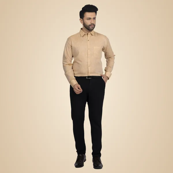 Orange_Brown_Pure_Linen__Shirt_For_Men
