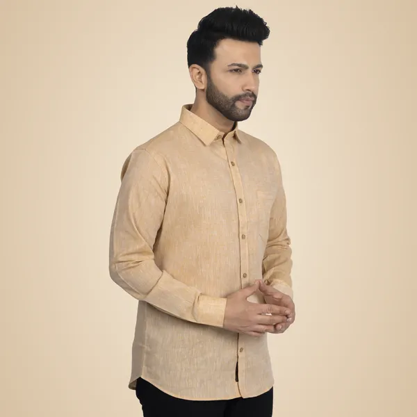 Orange_Brown_Pure_Linen__Shirt_For_Men