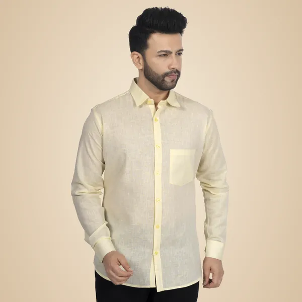 Pastel_Yellow_Pure_Linen__Shirt_For_Men