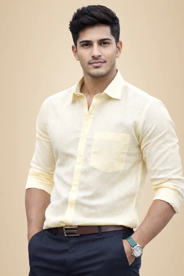 Yellow_Pure_Linen__Shirt_For_Men