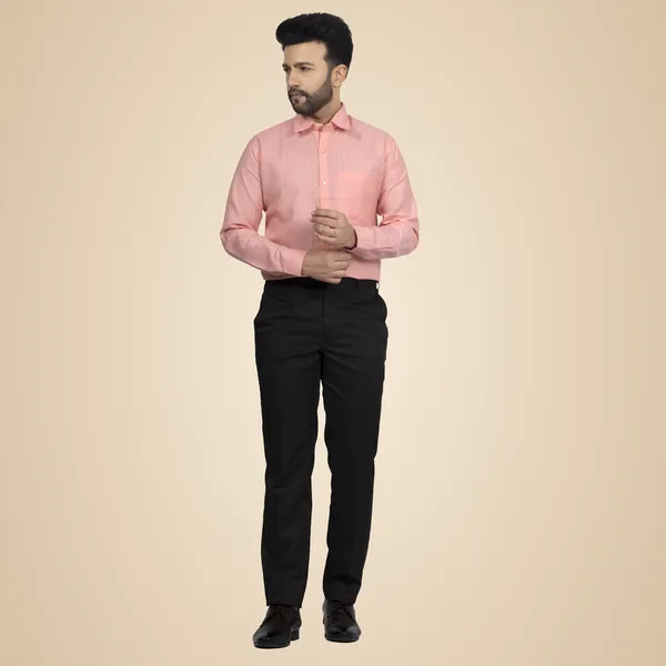 Peach_Cotton_Linen_Blend__Shirt_For_Men