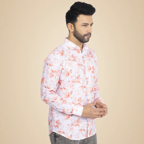 Orange_Cotton_Linen_Blend__Shirt_For_Men