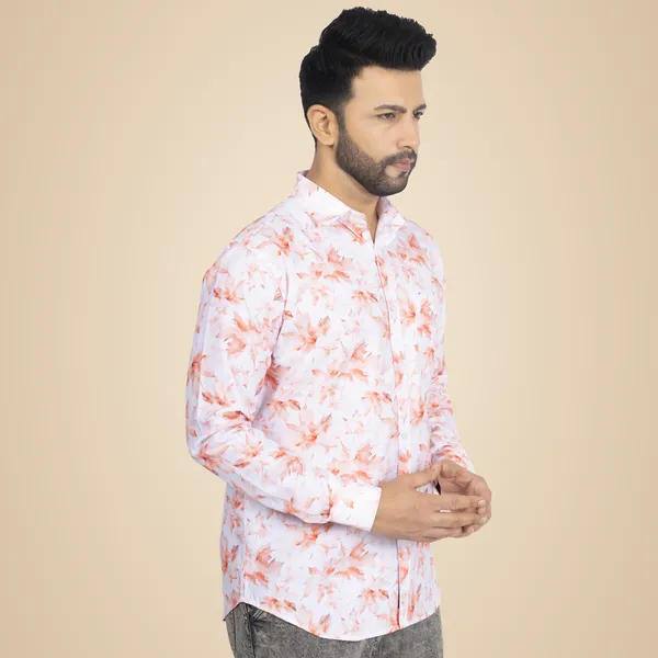 Orange_Cotton_Linen_Blend__Shirt_For_Men
