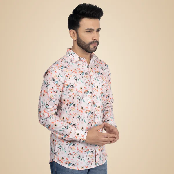 Orange_Red_Cotton_Linen_Blend__Shirt_For_Men