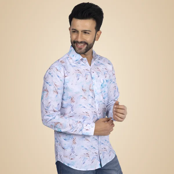 Light_Blue_Cotton_Linen_Blend__Shirt_For_Men