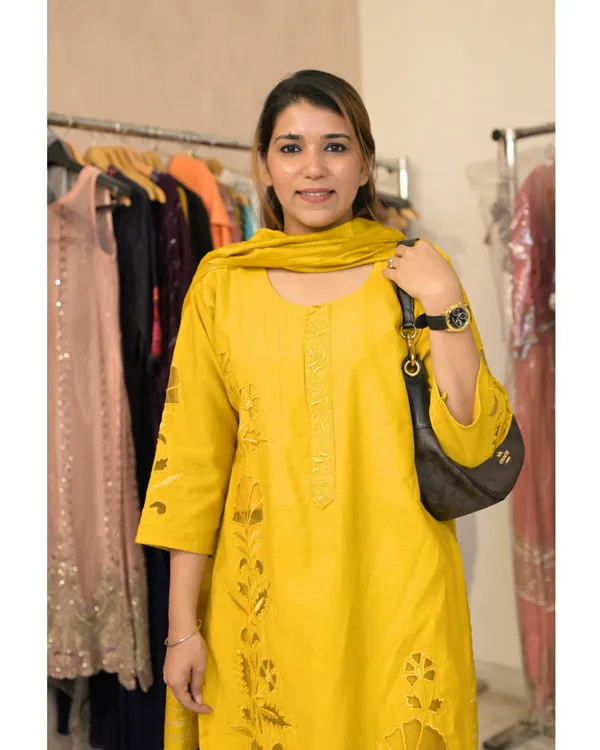 Yellow_Elegant_Design_Cutwork_Suit_Set_For_Women