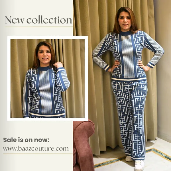 Blue_Elegant_Design_Woollen_Cotton_Co-Ord_Set_For_Women