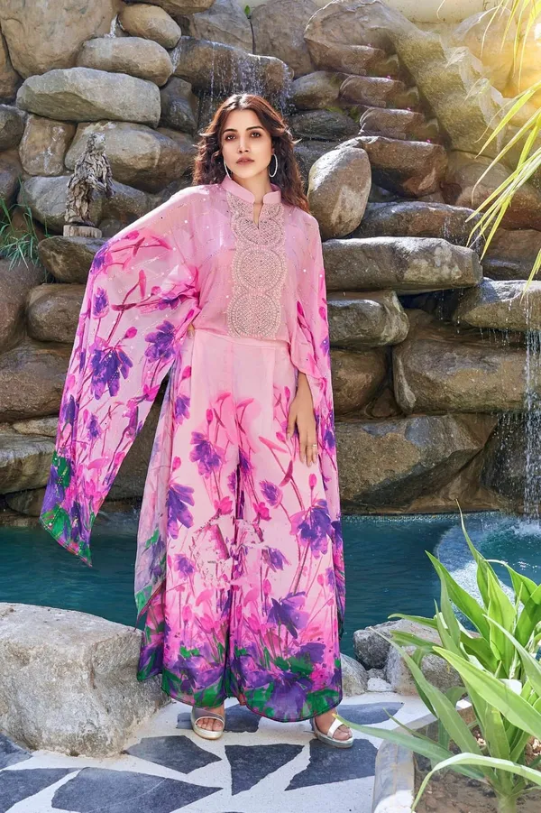 Pink_Elegant_Design_Premium_Pink_Chiffon_3-Piece_Set_For_Women