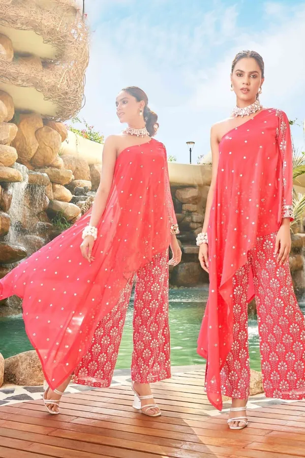 Pink_Elegant_Design_Georgette_Dress_For_Women