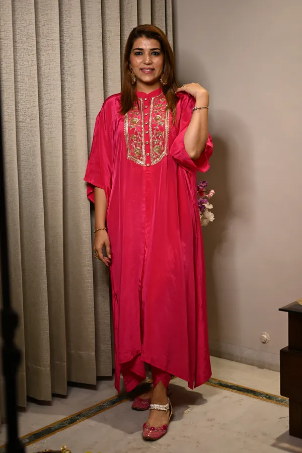 Red_Elegant_Design_Cotton_Crepe_Couture_With_Handwork_Dress_For_Women