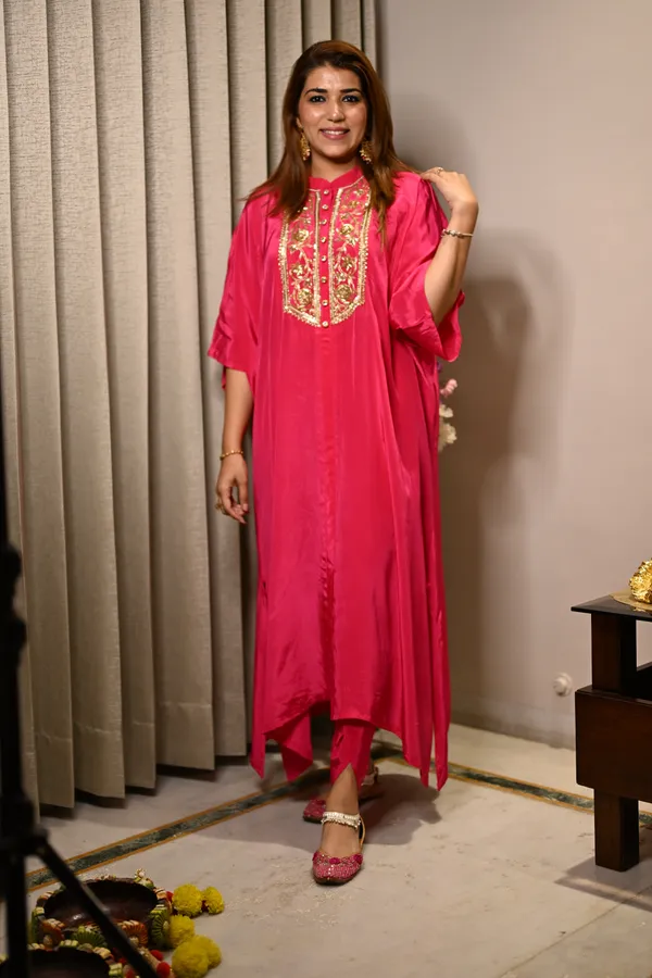 Red_Elegant_Design_Cotton_Crepe_Couture_With_Handwork_Dress_For_Women