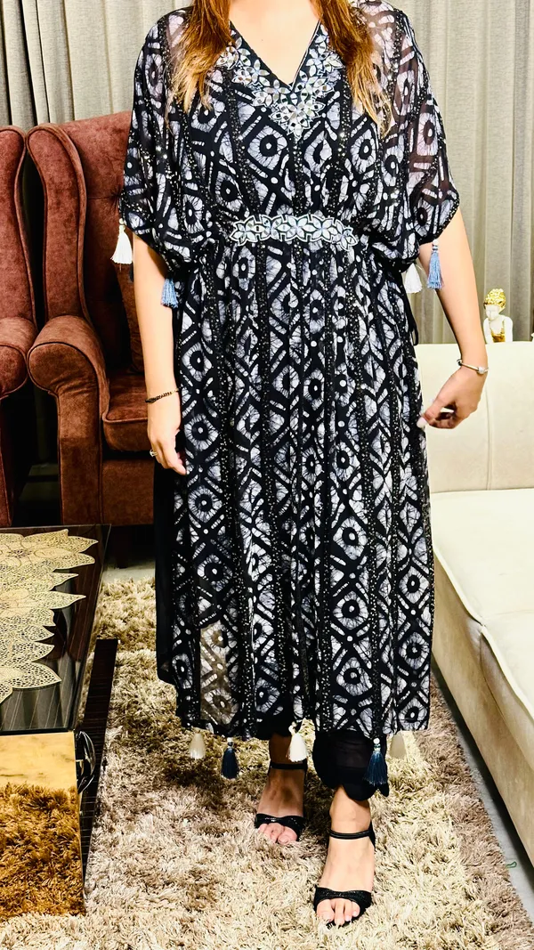 Multicolor_Elegant_Design_Three_Piece_Cotton_Kaftan_Co-Ord_Set_For_Women