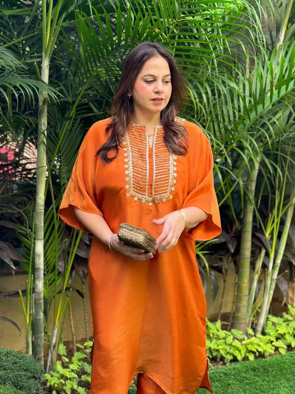 Orange_Elegant_Design_Signature_Style_Cotton_Kaftan_For_Women