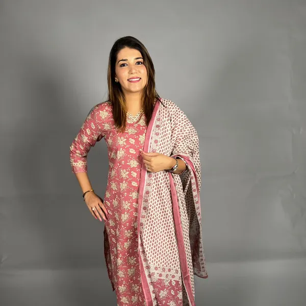 Peach_Elegant_Design_Afghani_Cotton_Three-Piece_Kurta_Set_For_Women
