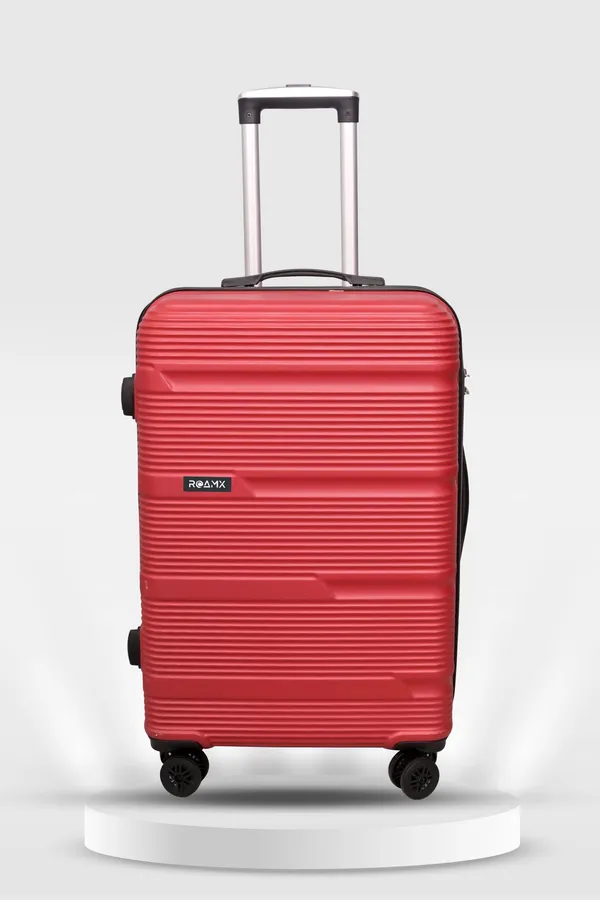 Red_Acrylonitrile_Butadiene_Styrene_Solid_Cabin_Suitcase_For_Men_&_Women