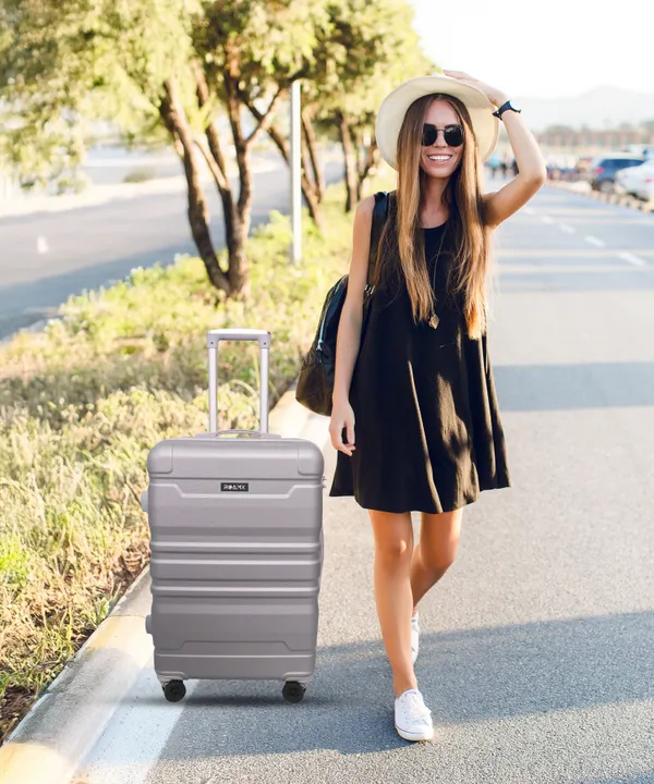 Silver_Acrylonitrile_Butadiene_Styrene_Striped_Cabin_Suitcase_For_Men_&_Women