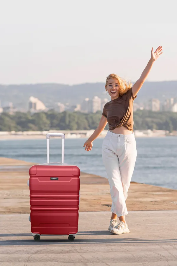 Red_Acrylonitrile_Butadiene_Styrene_Striped_Check-In_Suitcase_For_Men_&_Women