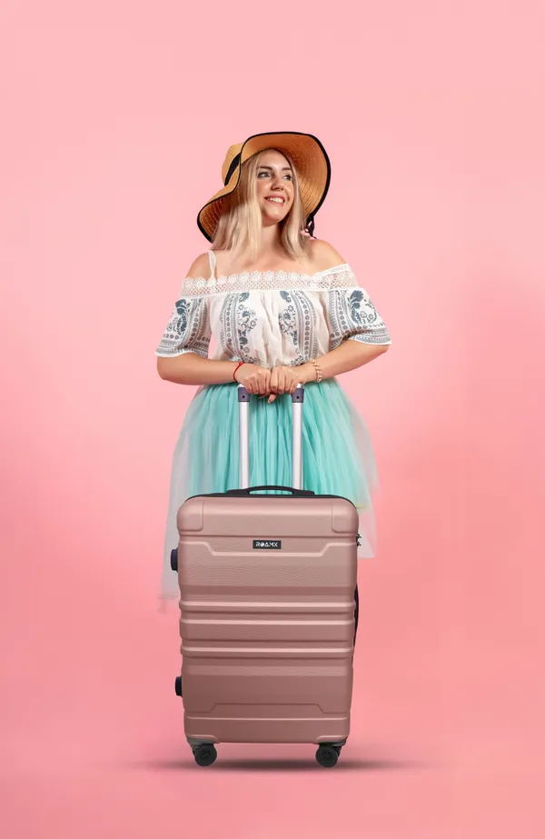 Peach_Acrylonitrile_Butadiene_Styrene_Striped_Check-In_Suitcase_For_Men_&_Women