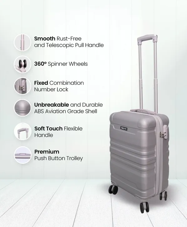 Silver_Acrylonitrile_Butadiene_Styrene_Striped_Cabin_Suitcase_For_Men_&_Women