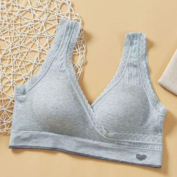 Green_Nylon,_Cotton,_Elastane_Wirefree_Crossback_Full_Coverage_Maternity/Nursing_Bra_For_Women