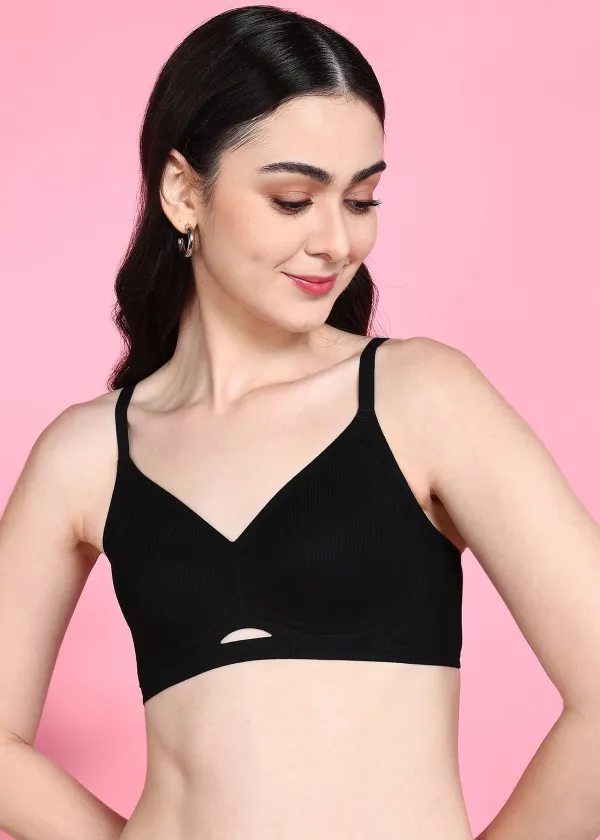 Black_Nylon,_Polyester,_Cotton_Wirefree_Regular_Full_Coverage_Sports_Bra_For_Women