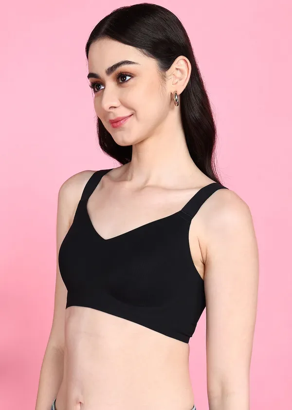 Black_Nylon,_Polyester,_Cotton_Wirefree_Regular_Full_Coverage_Sports_Bra_For_Women
