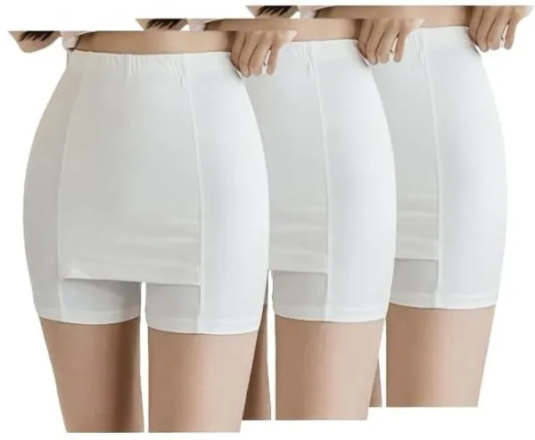 White_Double-Layer_Front_Crotch_Ice_Silk_Safety_Shorts
