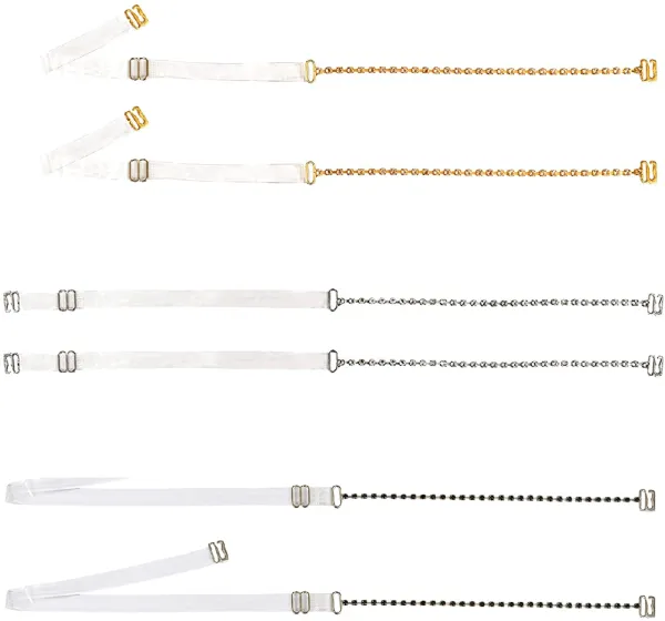 Gold,_Silver_&_Black_Metal_Rhinestones_Beaded_Bra_Strap_Fro_Womne