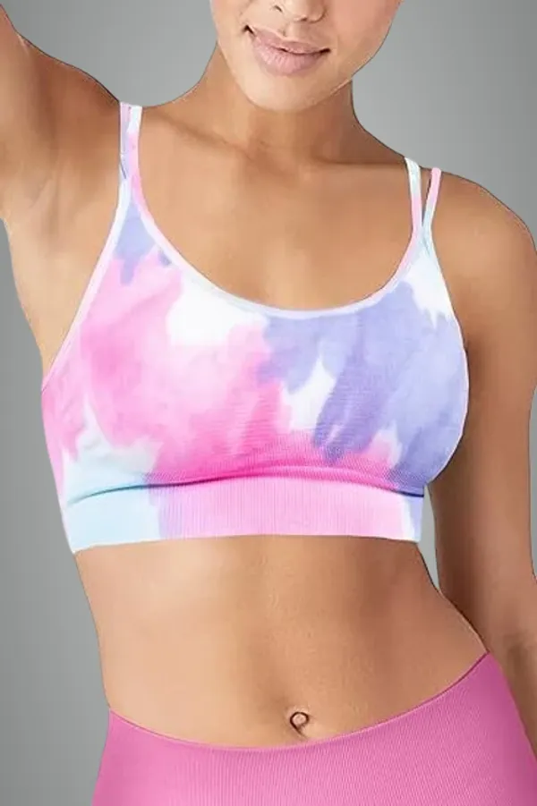 Multicolor_Nylon,_Polyester,_Cotton_Wirefree_Crossback_Full_Coverage_Sports_Bra_For_Women