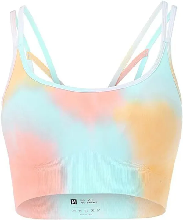 Multicolor_Nylon,_Polyester,_Cotton_Wirefree_Crossback_Full_Coverage_Sports_Bra_For_Women