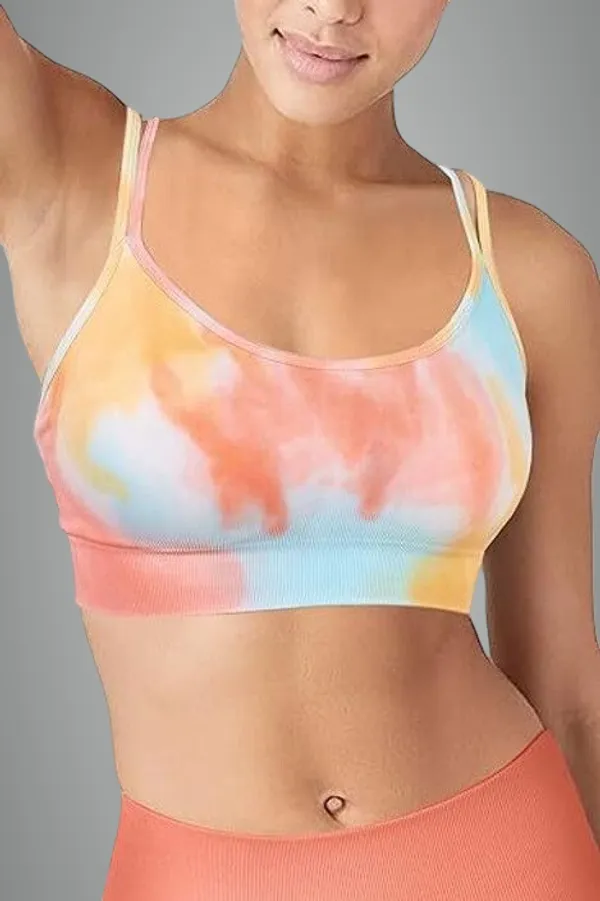 Multicolor_Nylon,_Polyester,_Cotton_Wirefree_Crossback_Full_Coverage_Sports_Bra_For_Women