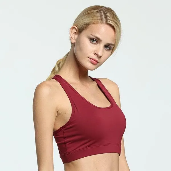 Red_Nylon_Wirefree_Racer_Back_Medium_Coverage_Sports_Bra_For_Women