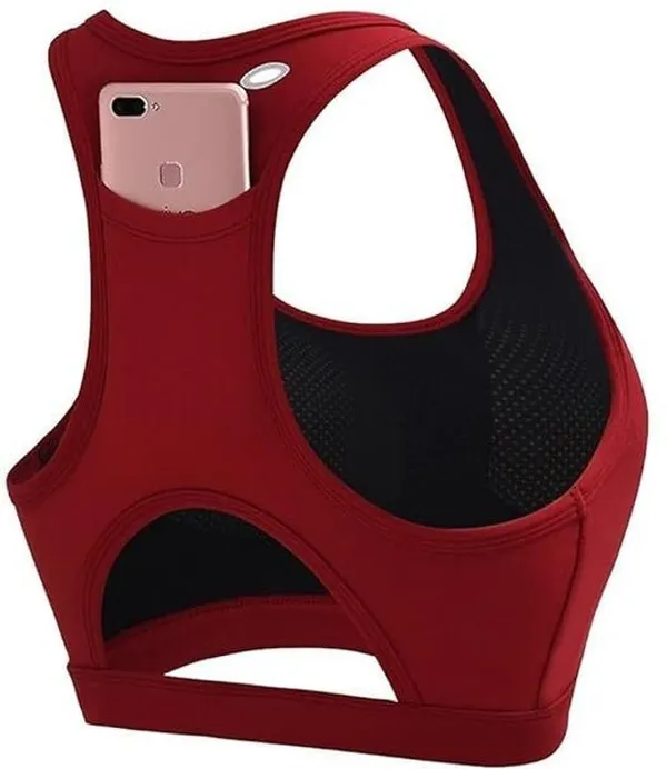 Red_Nylon_Wirefree_Racer_Back_Medium_Coverage_Sports_Bra_For_Women