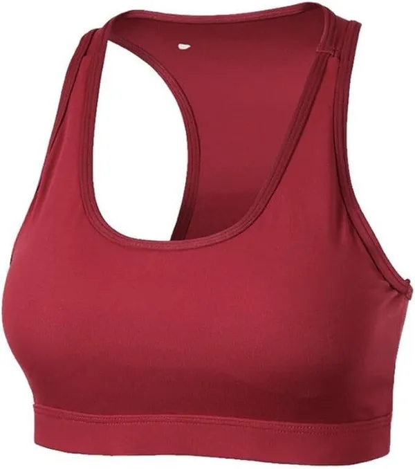 Red_Nylon_Wirefree_Racer_Back_Medium_Coverage_Sports_Bra_For_Women