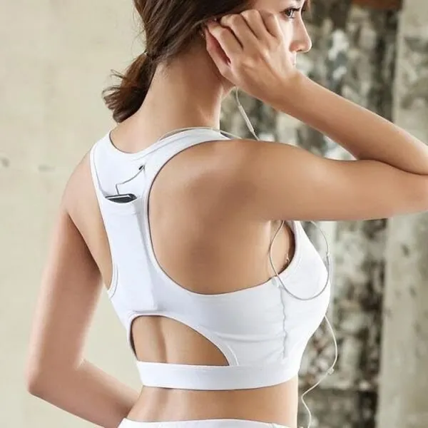 White_Nylon_Wirefree_Racer_Back_Medium_Coverage_Sports_Bra_For_Women
