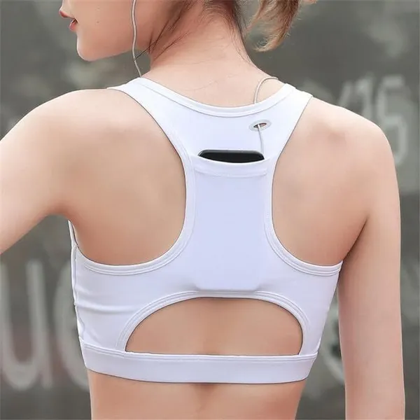 White_Nylon_Wirefree_Racer_Back_Medium_Coverage_Sports_Bra_For_Women