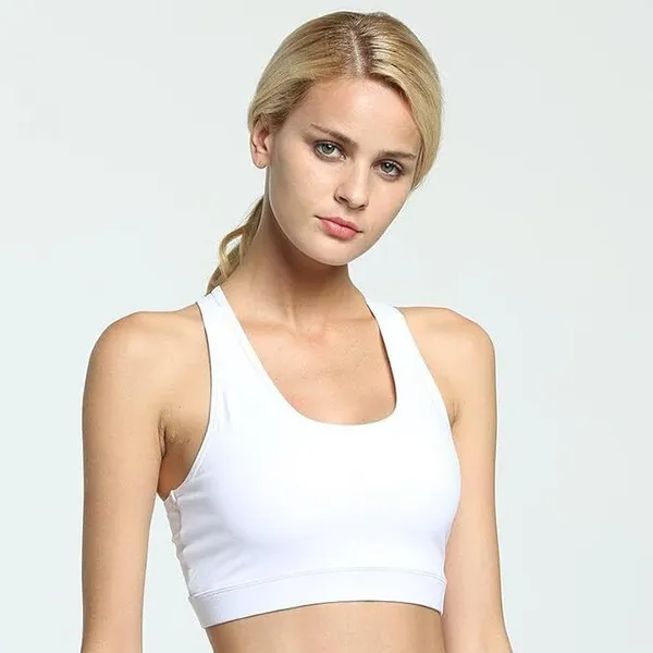White_Nylon_Wirefree_Racer_Back_Medium_Coverage_Sports_Bra_For_Women