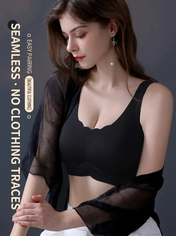 Sensual_Lady_Plus_Size_Wirefree_Bra_High_Support_Full_Coverage_4_Hooks_Seamless_Minimizer_Bra_Women_Bralette_Lightly_Padded_Bra_(Black)