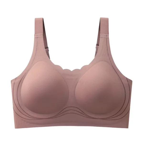 Sensual_Lady_Plus_Size_Wirefree_Bra_High_Support_Full_Coverage_4_Hooks_Seamless_Minimizer_Bra_Women_Bralette_Lightly_Padded_Bra_(Brown)