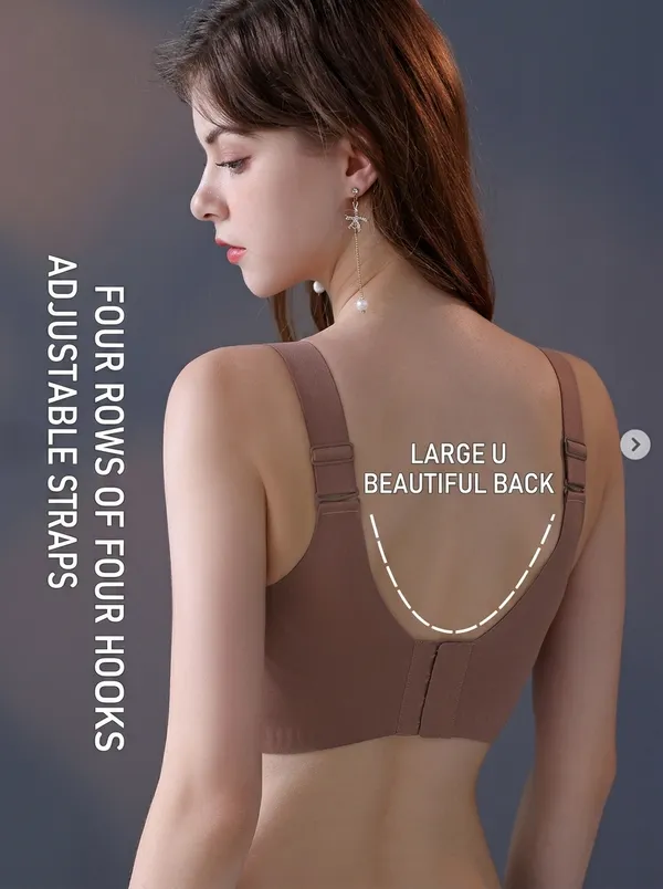 Sensual_Lady_Plus_Size_Wirefree_Bra_High_Support_Full_Coverage_4_Hooks_Seamless_Minimizer_Bra_Women_Bralette_Lightly_Padded_Bra_(Brown)
