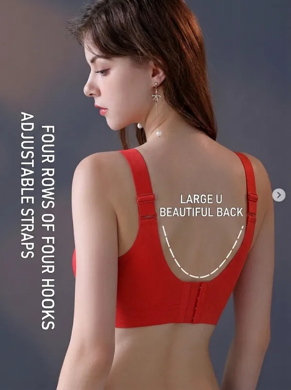 Sensual_Lady_Plus_Size_Wirefree_Bra_High_Support_Full_Coverage_4_Hooks_Seamless_Minimizer_Bra_Women_Bralette_Lightly_Padded_Bra_(Red)