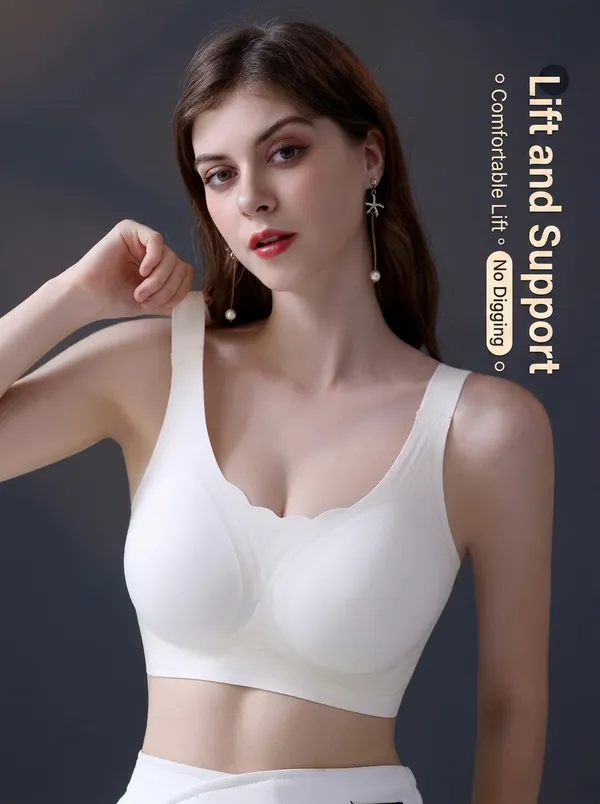Sensual_Lady_Plus_Size_Wirefree_Bra_High_Support_Full_Coverage_4_Hooks_Seamless_Minimizer_Bra_Women_Bralette_Lightly_Padded_Bra_(White)