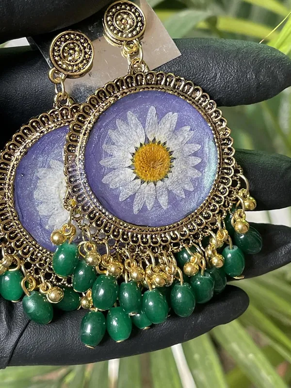 Green_Handmade_Resin_Floral_Jhumka_Earring