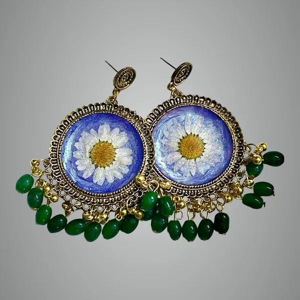 Green_Handmade_Resin_Floral_Jhumka_Earring