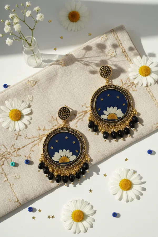 Black_Gold_Daisy_Earring_For_Women