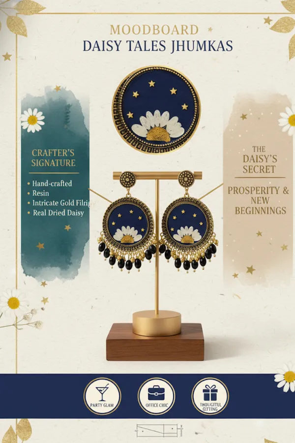Black_Gold_Daisy_Earring_For_Women
