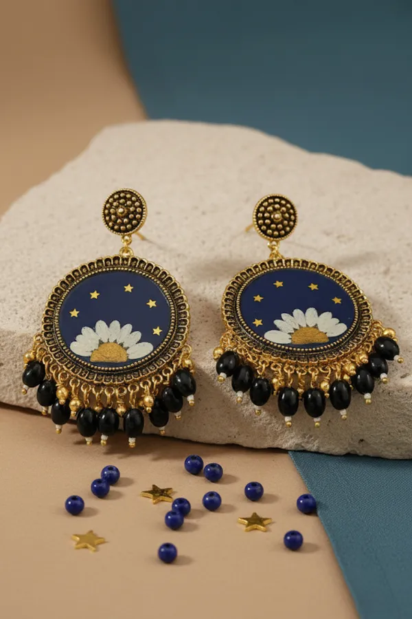 Black_Gold_Daisy_Earring_For_Women
