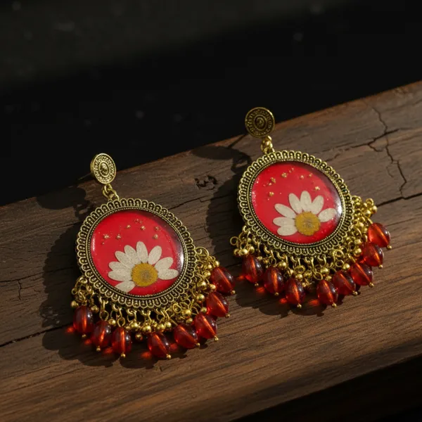Red_Gold_Daisy_Earring